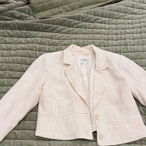 Abercrombie & Fitch Cream Textured short Blazer
